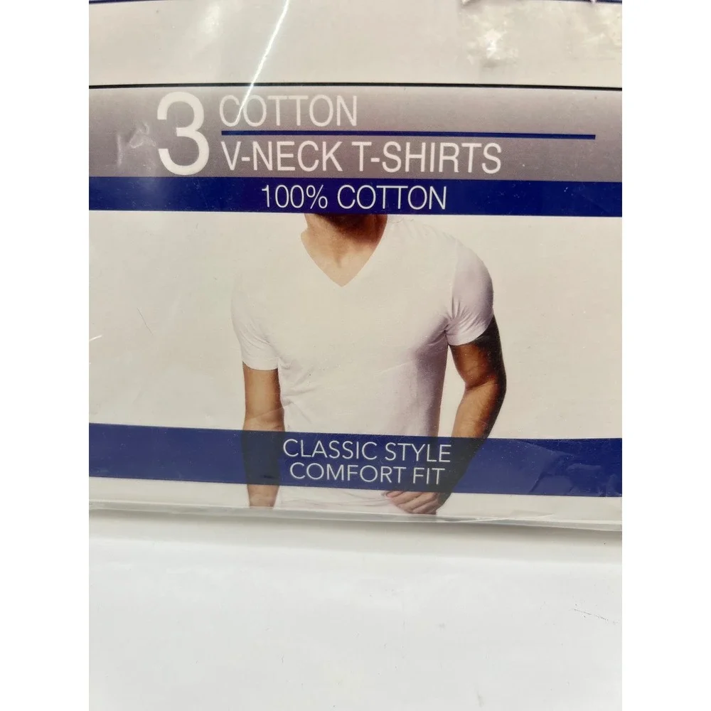 John Bartlett Statements Mens 3PK White V-Neck T-Shirts 100%‎ Cotton M JB7FM101A